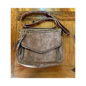 VR NYC Faux Suede Crossbody bag - Natural NWOT